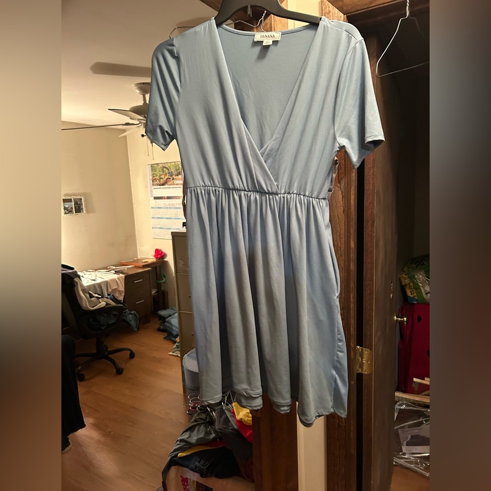 Elegant Blue Wrap Dress